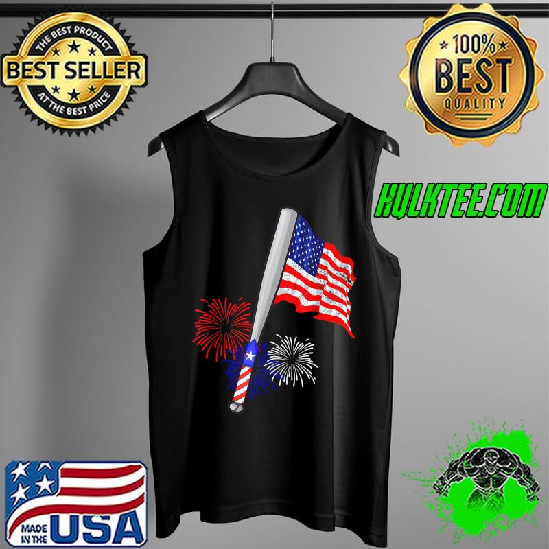 Baseball Bat American Flag Fireworks Baseball Player Lover T-Shirt Tank Top Baseball Bat American Flag Fireworks Baseball Player Lover T-Shirt Tank Top
