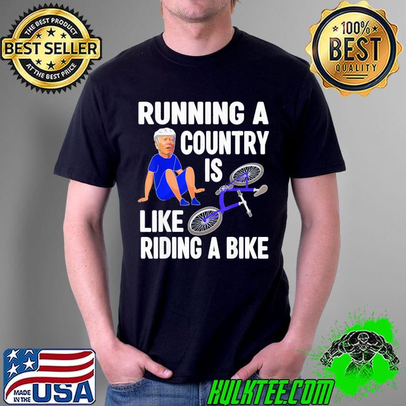 Biden falls off bike Joe Biden falling off his bicycle Running a country shirt