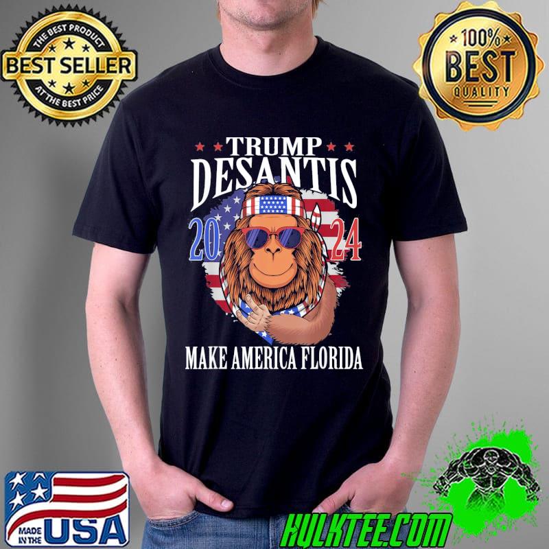 Bigfoot support Trump desantis 2024 make America Florida American flag shirt