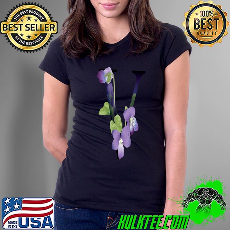 Black and floral letter V T-Shirt Ladies Tee Black and floral letter V T-Shirt Ladies Tee