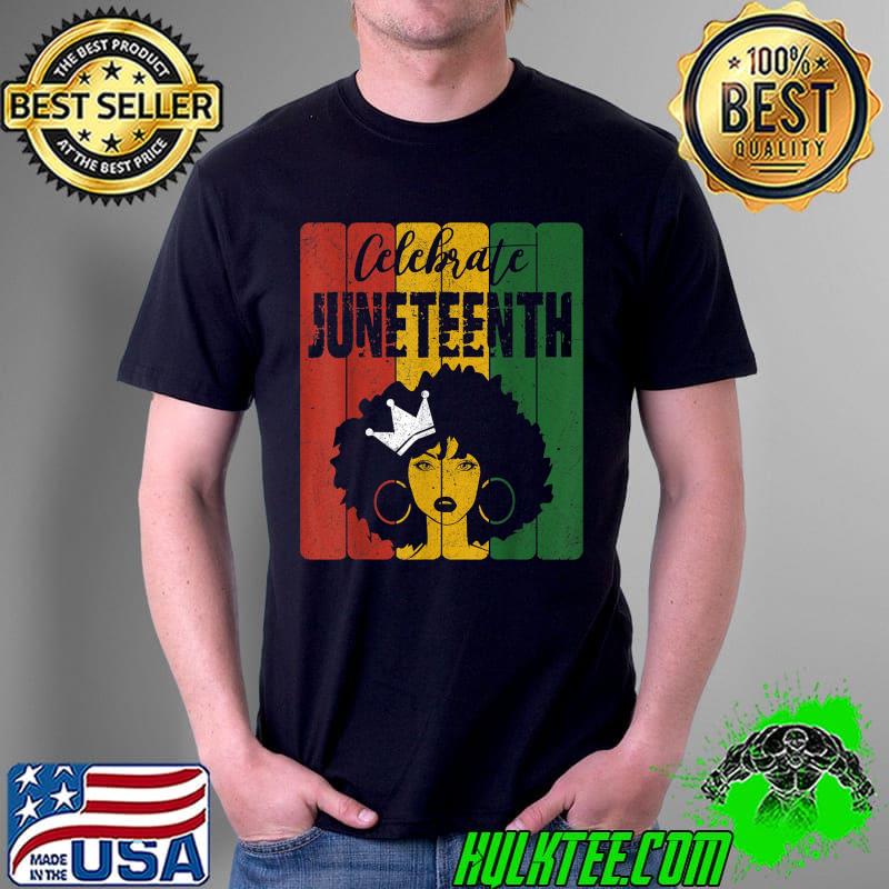 Black Women Awesome Messy Bun Juneteenth Flag 1865 T-Shirt