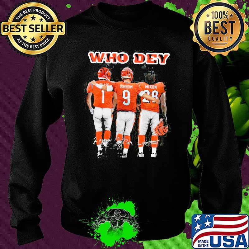 CincinnatI bengals who dey ja'marr chase Joe burrow mixon signatures s Sweater CincinnatI bengals who dey ja'marr chase Joe burrow mixon signatures s Sweater