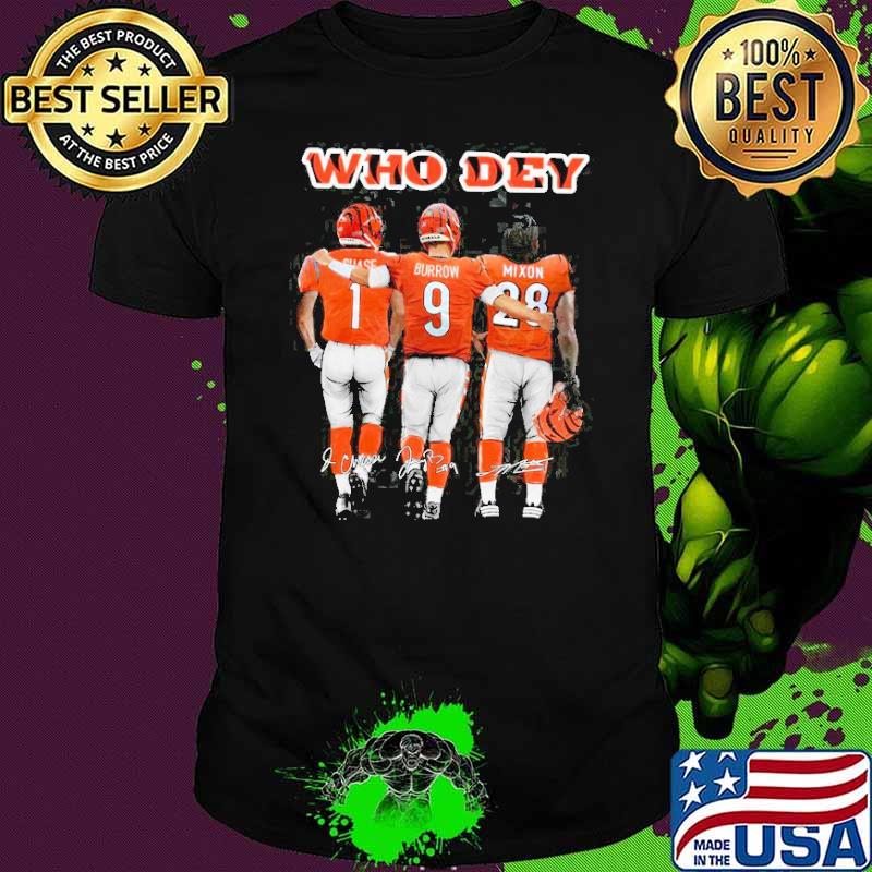 CincinnatI bengals who dey ja'marr chase Joe burrow mixon signatures shirt