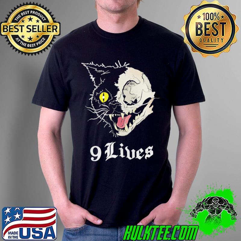 Creepy cat 9 lives witchy halloween satanic shirt