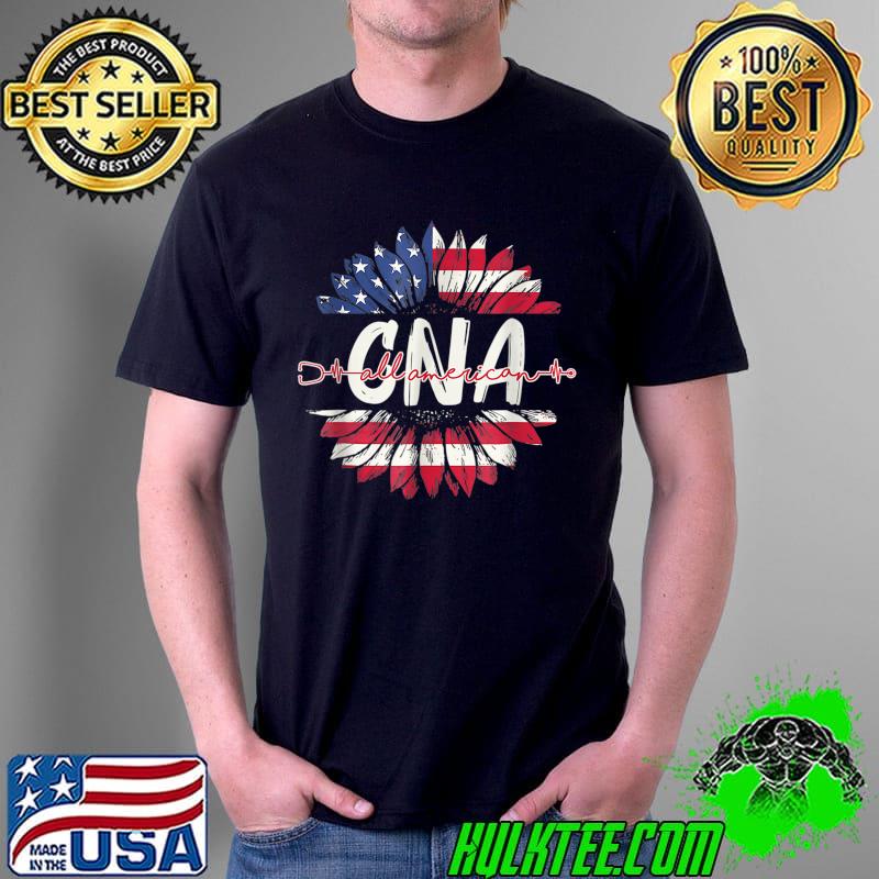 D o upAll American Cna Life American Flag Sunflower 4th O T-Shirt