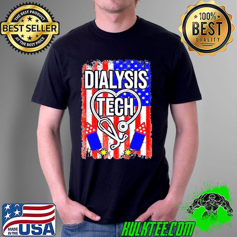 dialysis tech 4th of july American flag stethoscope sparkler shirt