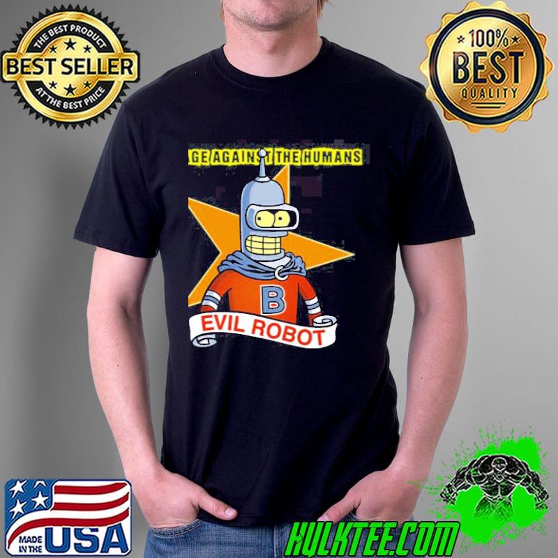 Evil robot against the humans robot rage band shirt