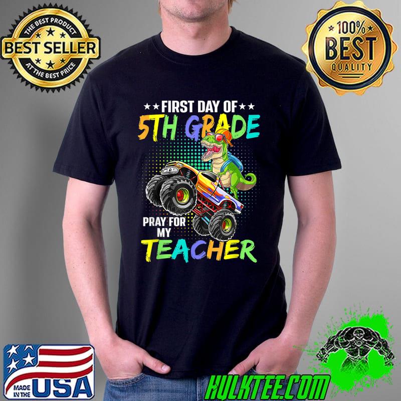 First Day Of 5th Grade Teacher Dinosaur Boys Back To School T-Shirt