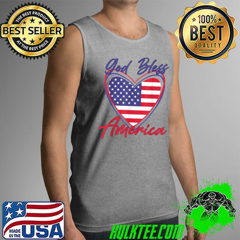 God Bless America Patriotic Heart 4th Of July T-Shirt