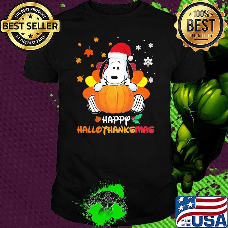 Happy halloween thanks giving christmas snoopy shirt