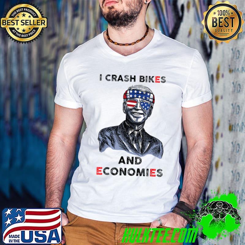 I Crash Bikes and Economies Joe Biden Falling off Bike T-Shirt Guys V Neck I Crash Bikes and Economies Joe Biden Falling off Bike T-Shirt Guys V Neck