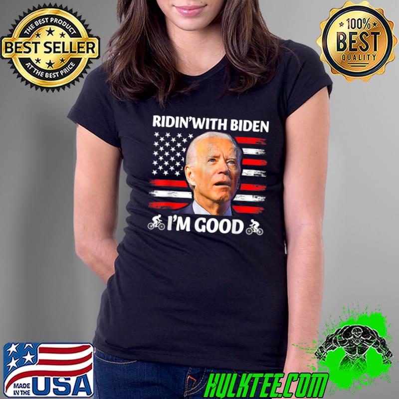 Joe Biden falling off bicycle Biden bike meme funny T-Shirt Ladies Tee Joe Biden falling off bicycle Biden bike meme funny T-Shirt Ladies Tee
