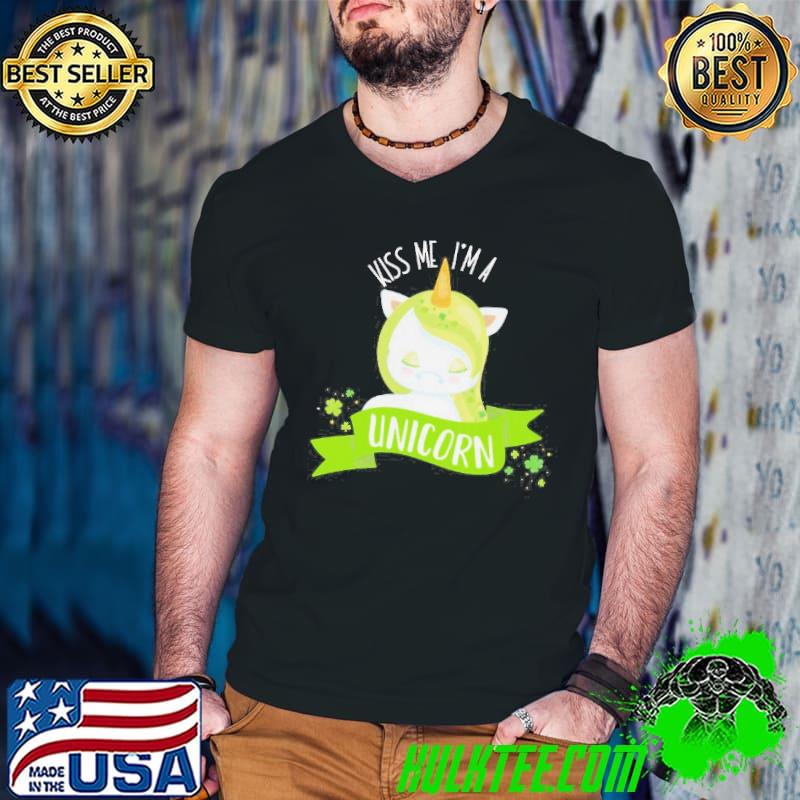 Kids st patricks day kiss me I'm a unicorn kiss me I'm irish shirt