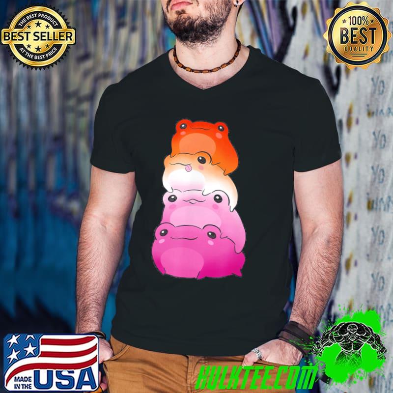 Lesbian flag color frog subtle lgbtq sapphic pride aesthetic shirt