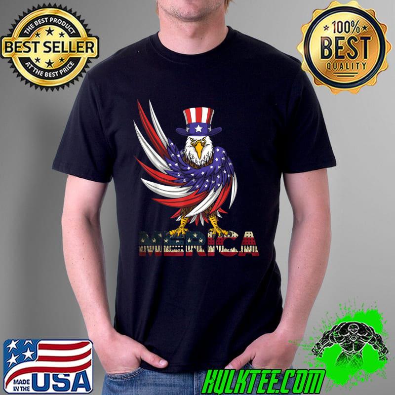 Merica Eagle 4th of July Independences Day USA Flag T-Shirt