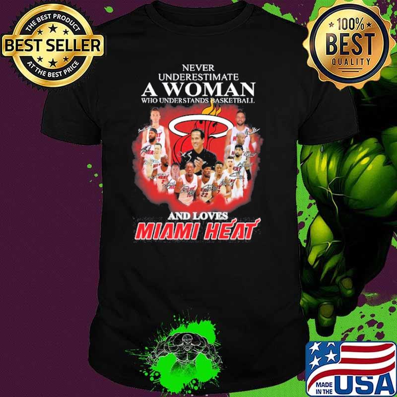 Never Underestimate A Woman Who Understands Basketball Who Loves Miami Heat Shirt