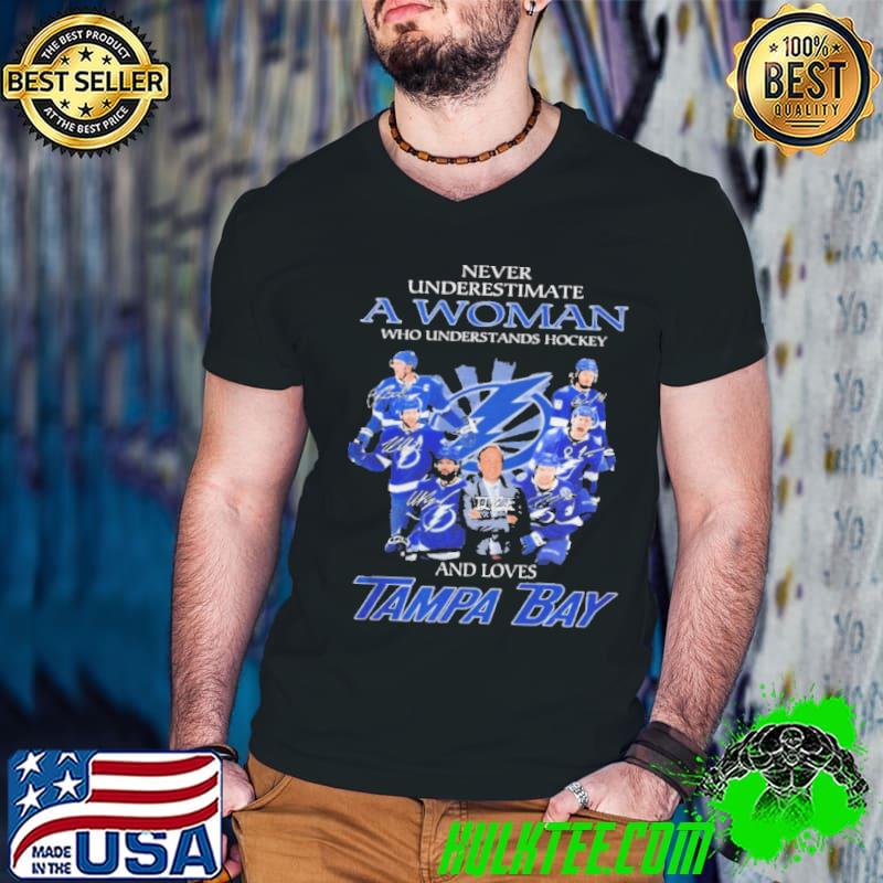 Never underestimate a woman who understands hockey and loves tampa bay champions signatures s Guys V Neck Never underestimate a woman who understands hockey and loves tampa bay champions signatures s Guys V Neck