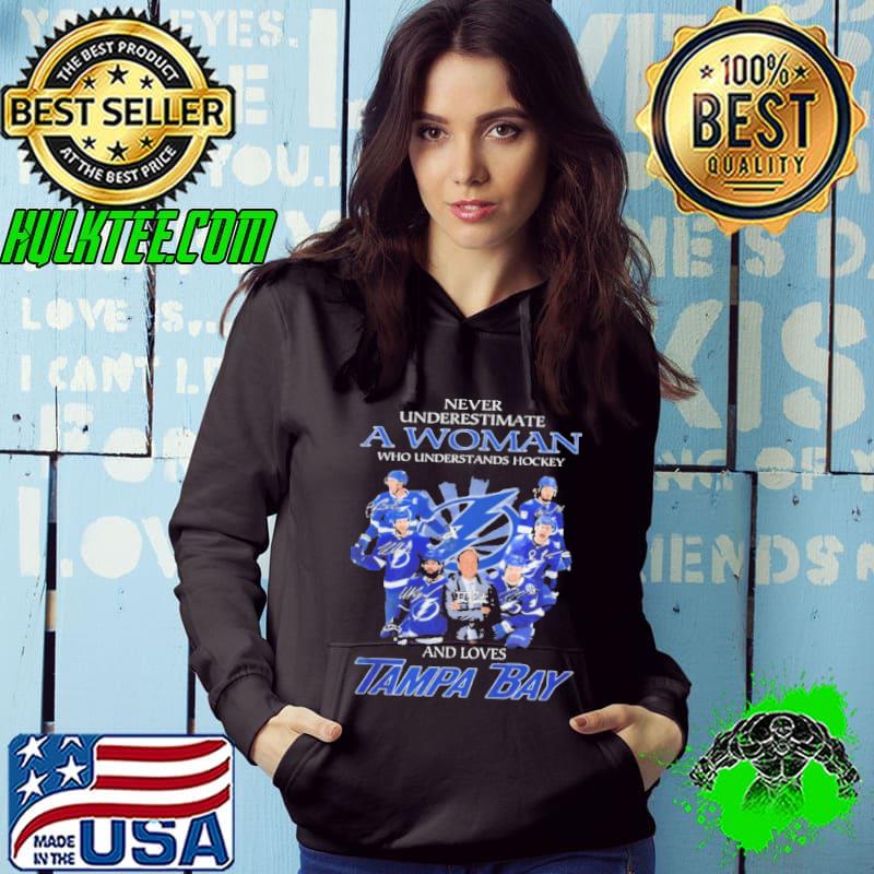 Never underestimate a woman who understands hockey and loves tampa bay champions signatures s Hoodie Never underestimate a woman who understands hockey and loves tampa bay champions signatures s Hoodie