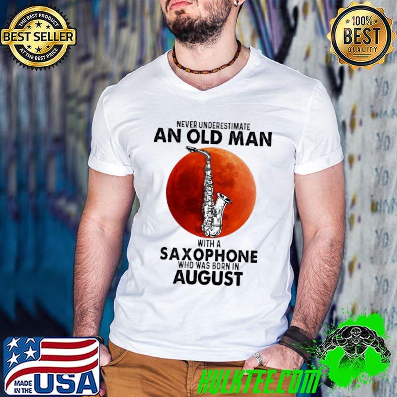 Never underestimate an old man with a saxophone born in august s Guys V Neck Never underestimate an old man with a saxophone born in august s Guys V Neck