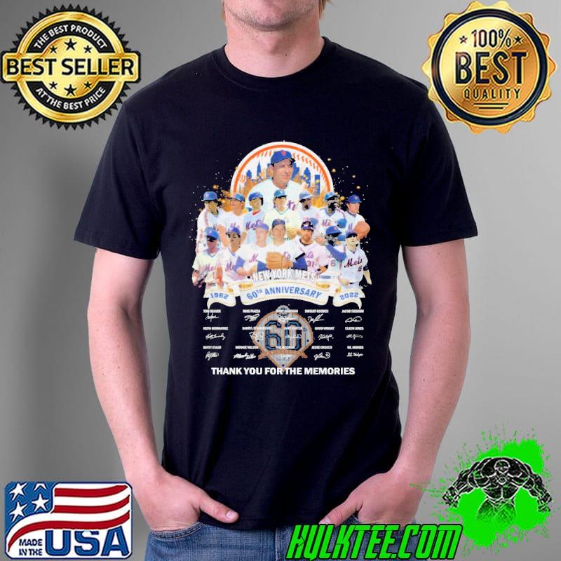 New york mets 60th anniversary thank for the memories signatures shirt