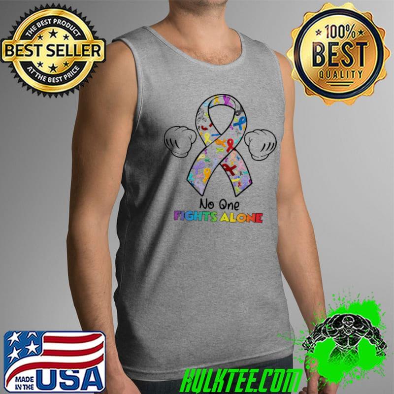 No One Fights Alone Ribbon Shirt Tank Top No One Fights Alone Ribbon Shirt Tank Top