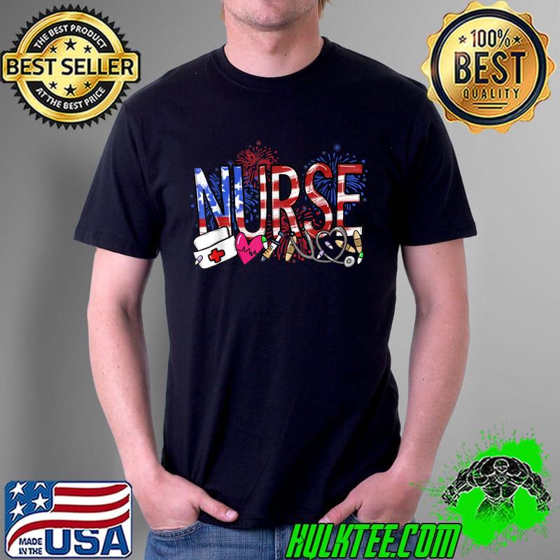 Nurse American flag US Stethoscope Medical RN Patriotic T-Shirt