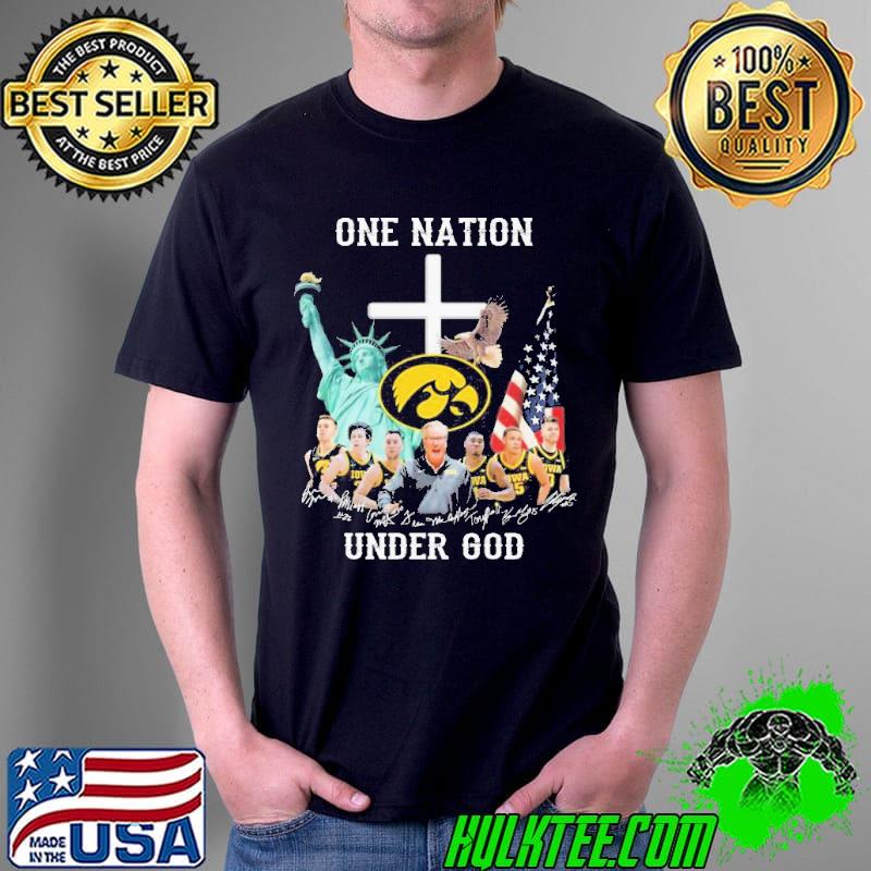 One nation under god Iowa hawkeyes basketball signatures shirt