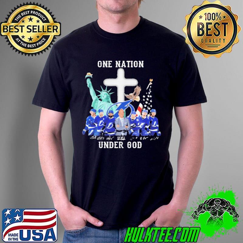 One nation under god tampa bay lightning champions signatures shirt