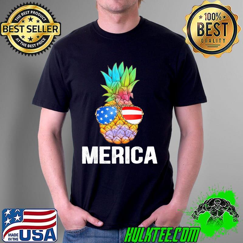 Patriotic pineapple 4th of july America usa flag shirt