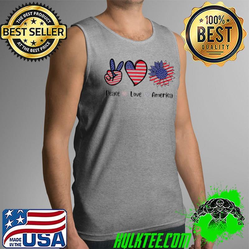 Peace love America 4th july patriotic sunflower heart sign s Tank Top Peace love America 4th july patriotic sunflower heart sign s Tank Top