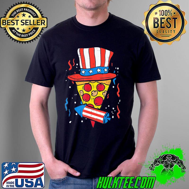 Pizza us flag hat firecracker 4th of july food patriotic shirt