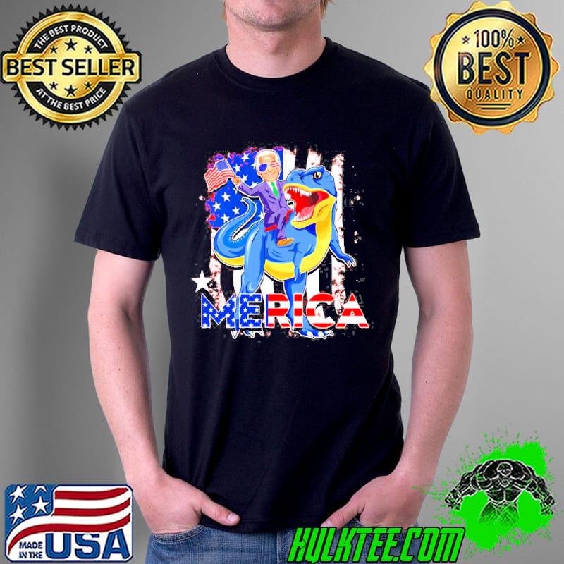 President Joe Biden riding dinosaur 4th of july shirt