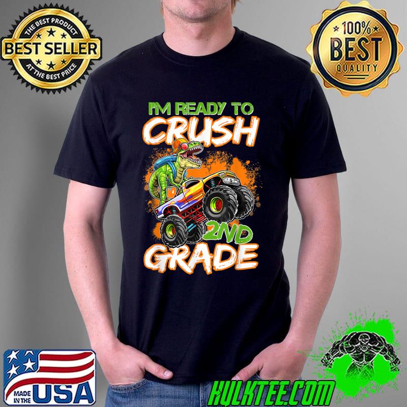Ready To Crush 2nd Grade Dino Monster Truck Back to School T-Shirt