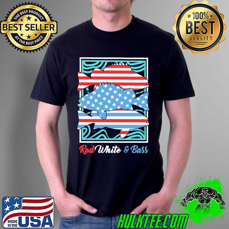 Red White And Bass Fishing Shirt