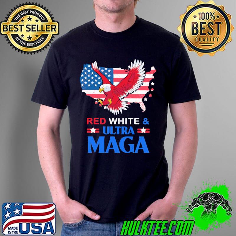 Red White & Ultra Ma-ga American Flag Map Shirt