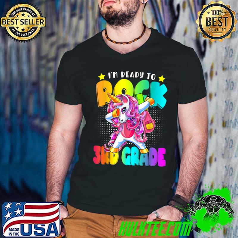 Rock 3rd Grade Dabbing Unicorn Girls Back To School T-Shirt Guys V Neck Rock 3rd Grade Dabbing Unicorn Girls Back To School T-Shirt Guys V Neck