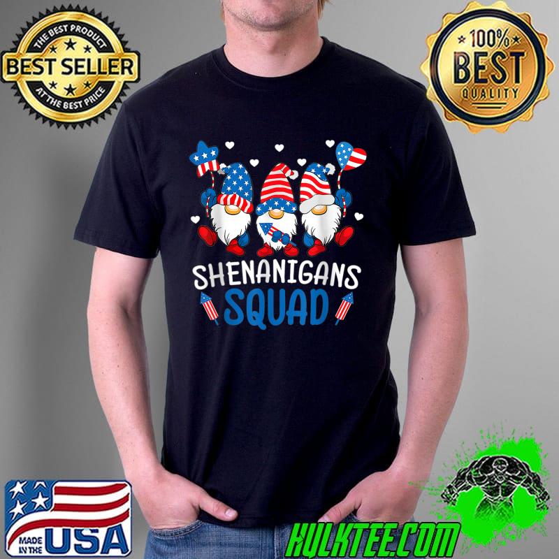 Shenanigans Squad 4th Of July Gnomes USA Independence Day T-Shirt
