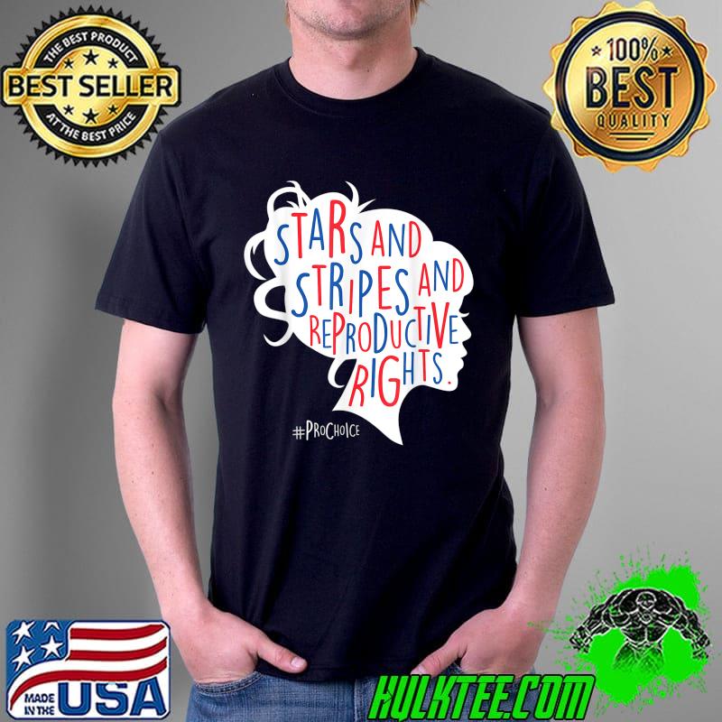 Star Stripes Reproductive Right Pro Choice AF Reproductive Rights Messy Bun T-Shirt