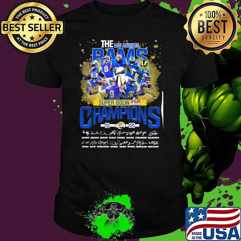 The los angeles rams super bowl team champions signatures shirt