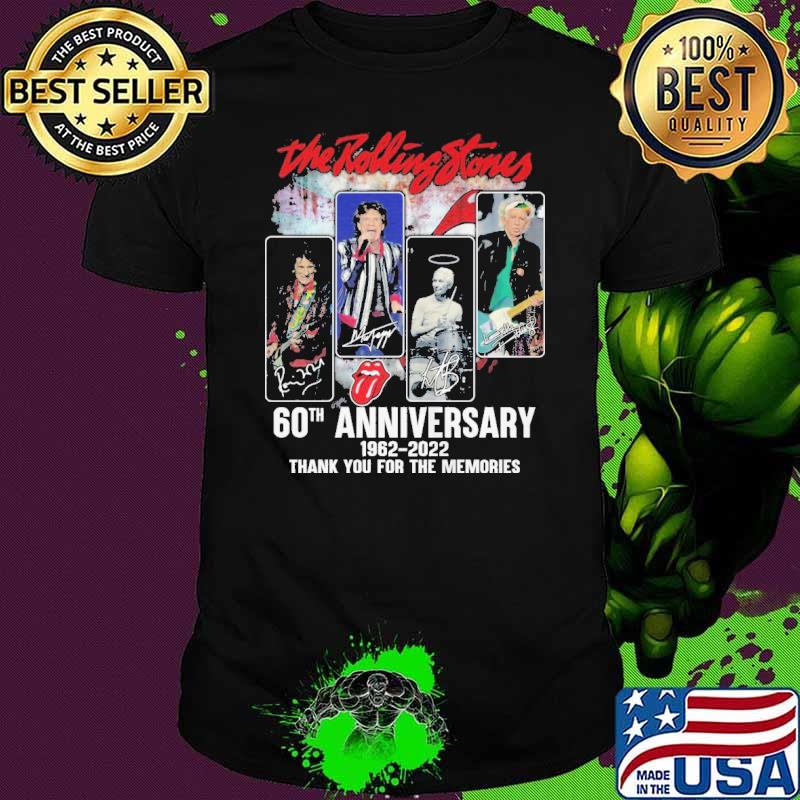 The rolling stones 60 years anniversary 1962 2022 thank for memories signature shirt