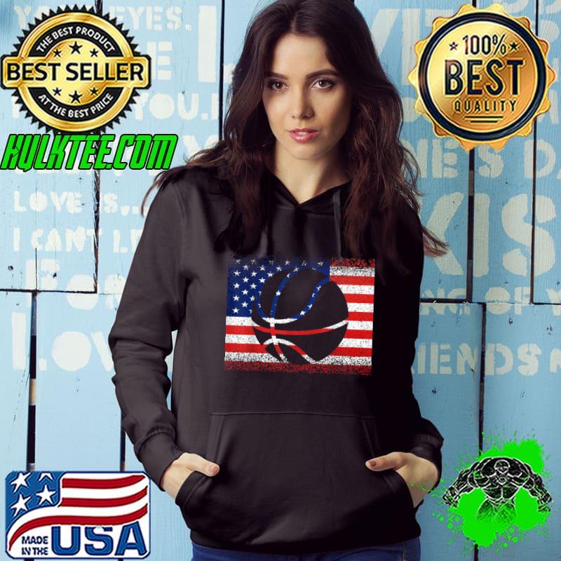 Vintage Basketball Sport American Flag July 4th Women Men T-Shirt Hoodie Vintage Basketball Sport American Flag July 4th Women Men T-Shirt Hoodie