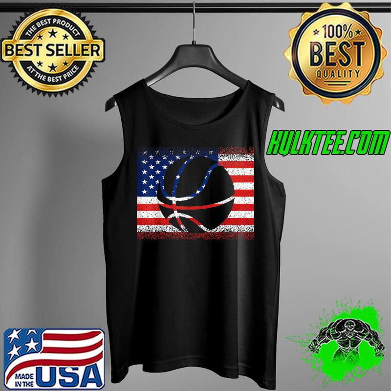Vintage Basketball Sport American Flag July 4th Women Men T-Shirt Tank Top Vintage Basketball Sport American Flag July 4th Women Men T-Shirt Tank Top