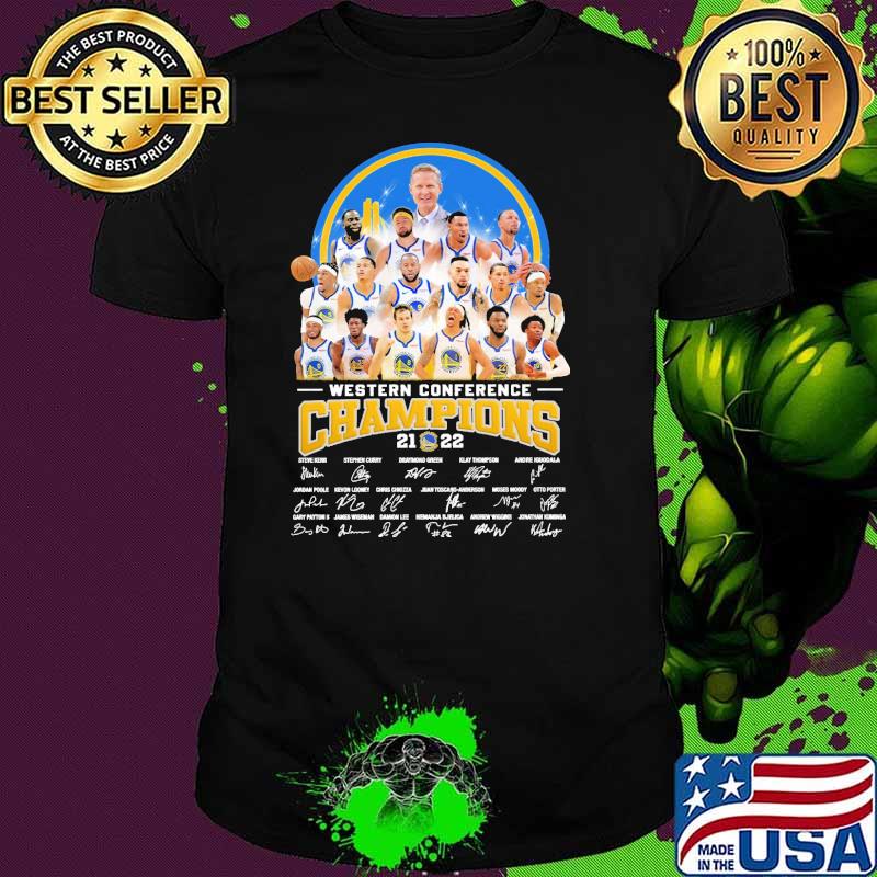 Western Conference Champions 2022 Golden State Warriors Signatures Shirt Western Conference Champions 2022 Golden State Warriors Signatures Shirt