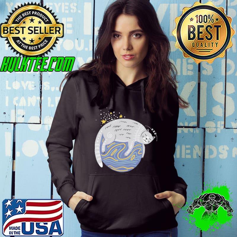 Whimsical cat sleeping on a planet s Hoodie Whimsical cat sleeping on a planet s Hoodie
