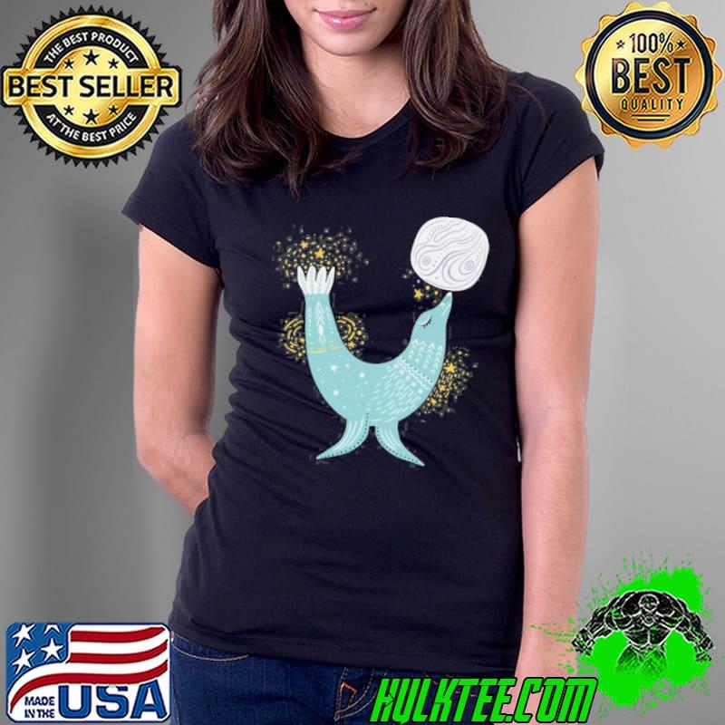 Whimsical seal balancing a planet s Ladies Tee Whimsical seal balancing a planet s Ladies Tee