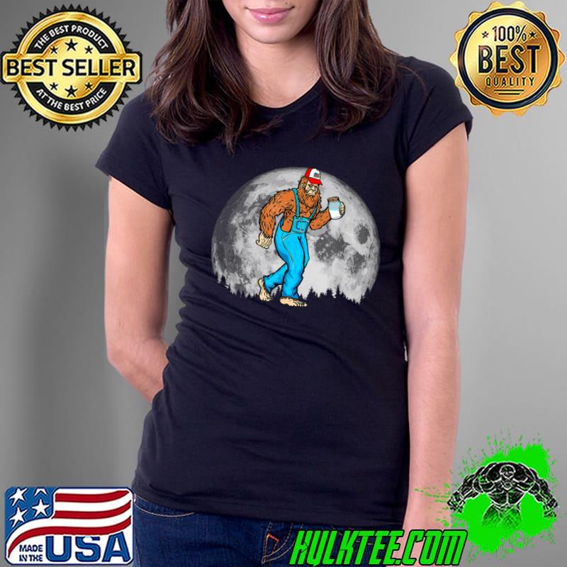 Appalachian Moonshine Bigfoot Full Moon & Overalls T-Shirt Ladies Tee Appalachian Moonshine Bigfoot Full Moon & Overalls T-Shirt Ladies Tee