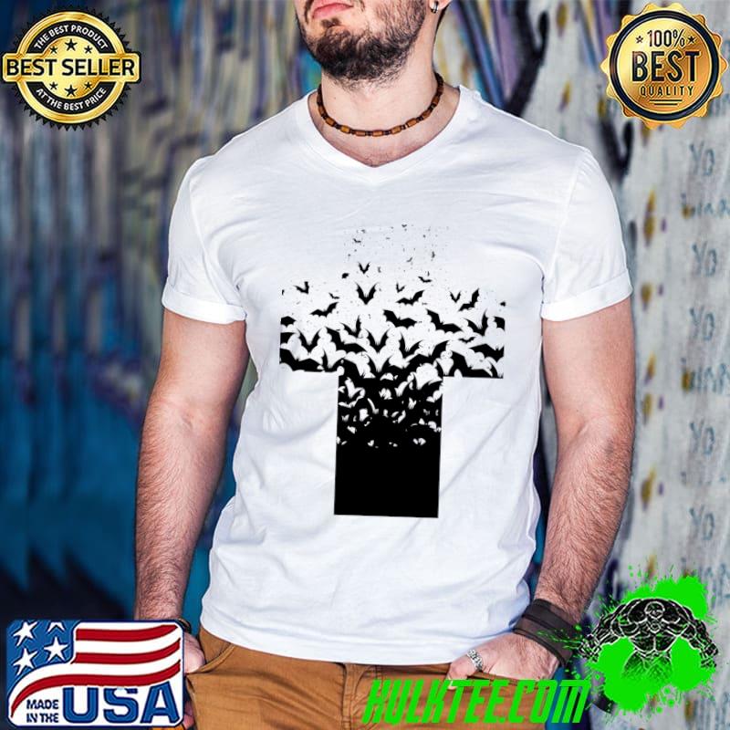 Bats Cross Halloween Religious Christian T-Shirt