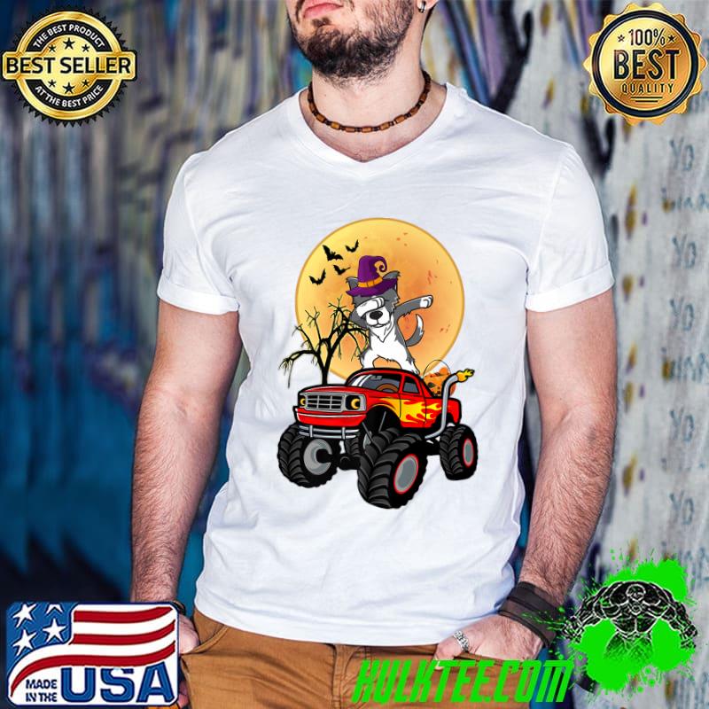 Border Collie Dabbing Dog Witch Monster Truck Halloween Bloodmoon T-Shirt