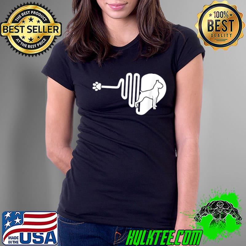 Boxer Dog Paw Heartbeat Pet Owner Veterinarian T-Shirt Ladies Tee Boxer Dog Paw Heartbeat Pet Owner Veterinarian T-Shirt Ladies Tee