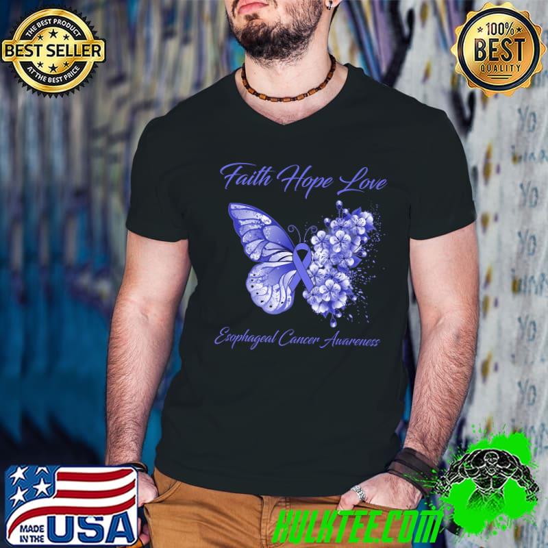 Butterfly Faith Hope Love Esophageal Cancer Awareness T-Shirt